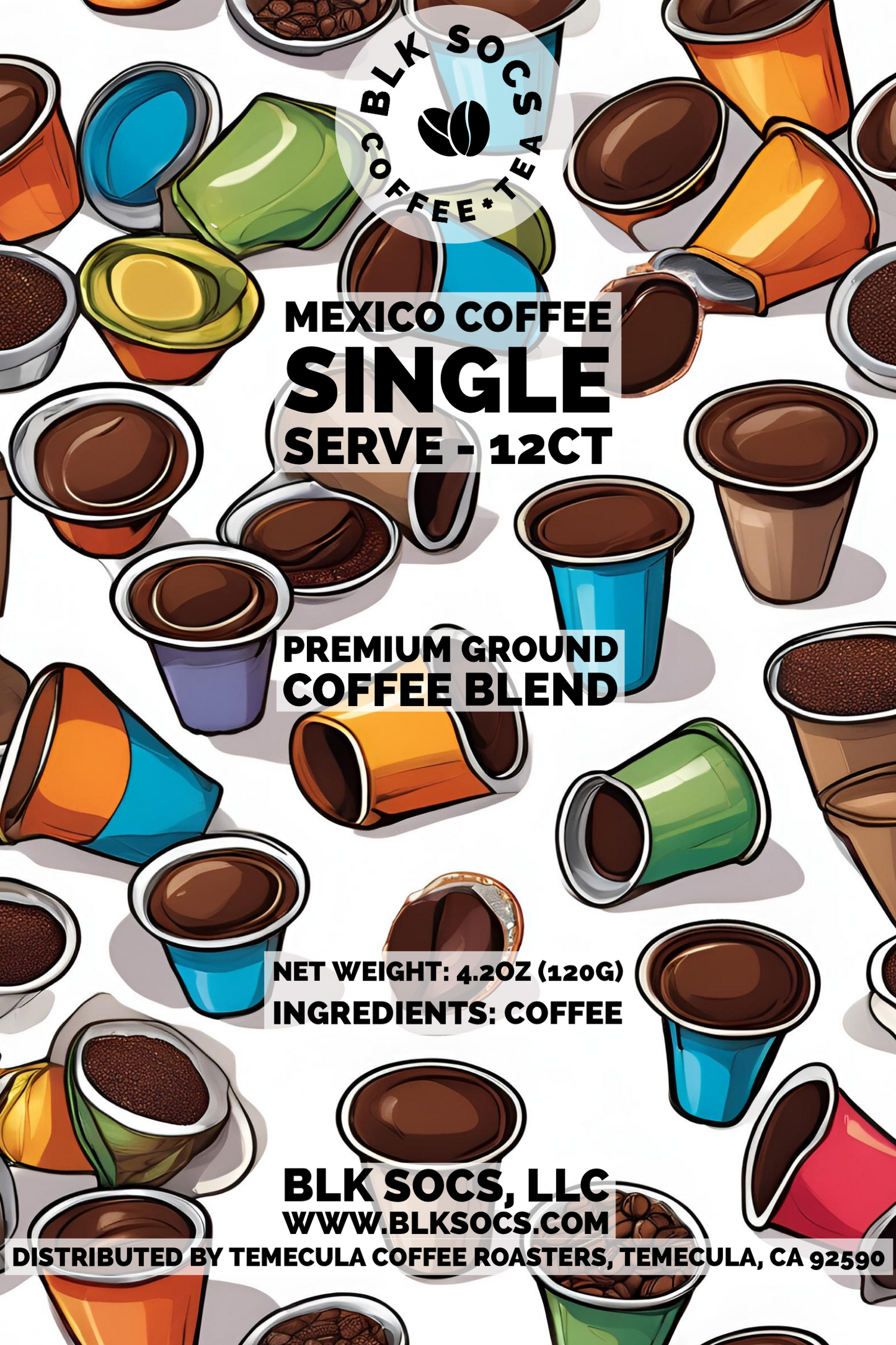 BLK SOCS Mexico Single Serve Coffee Pods 12ct